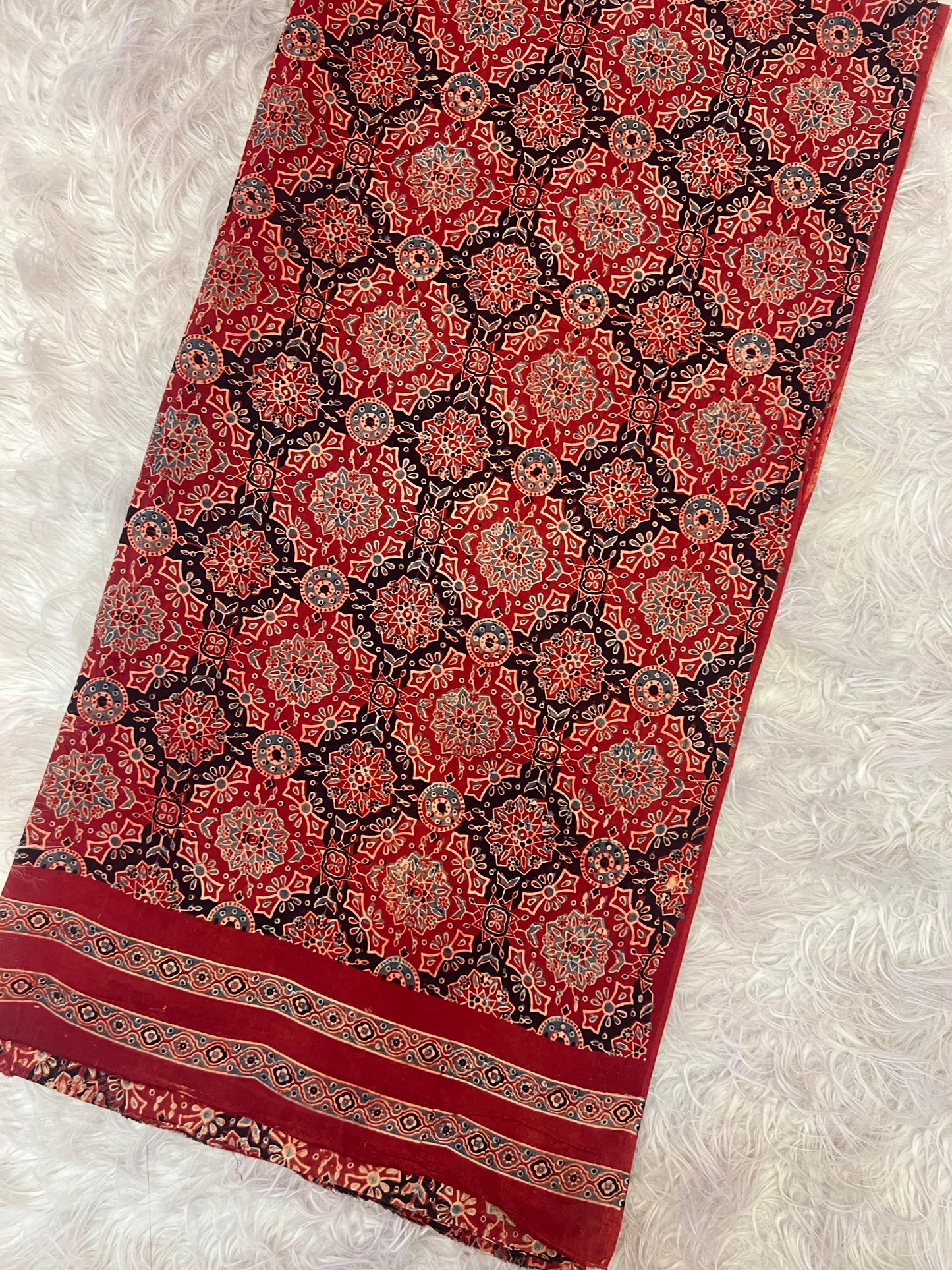 Cotton running febric hand block print natural dye