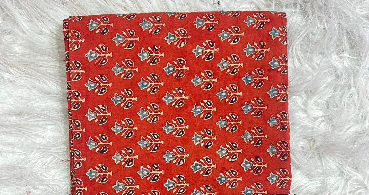 Cotton running febric hand block print natural dye