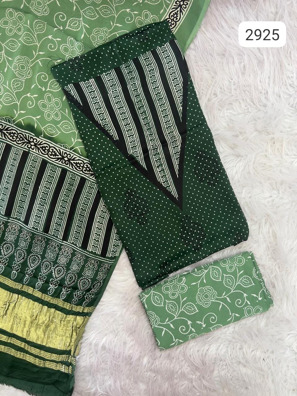 Ajrakh hand block Discharge Print modal silk