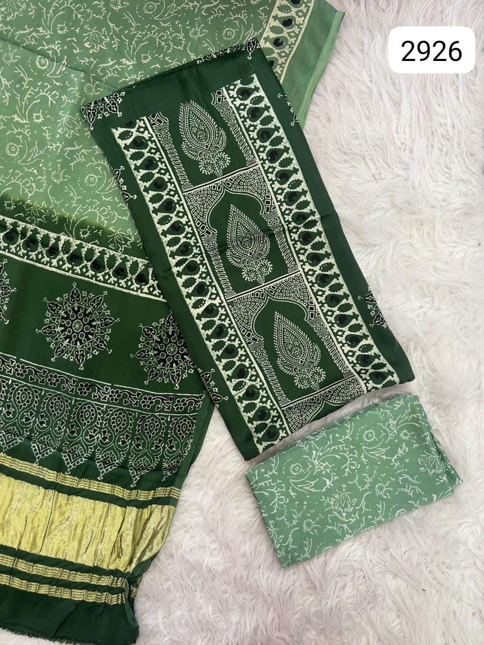 Ajrakh hand block Discharge Print modal silk