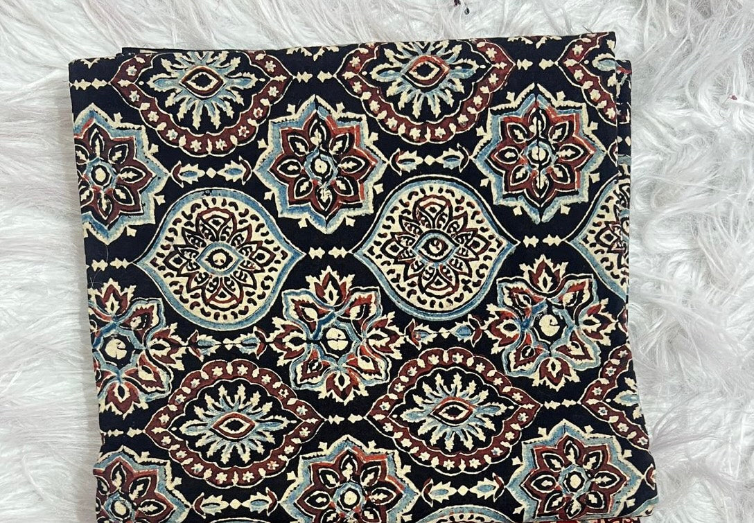 Cotton running febric hand block print natural dye