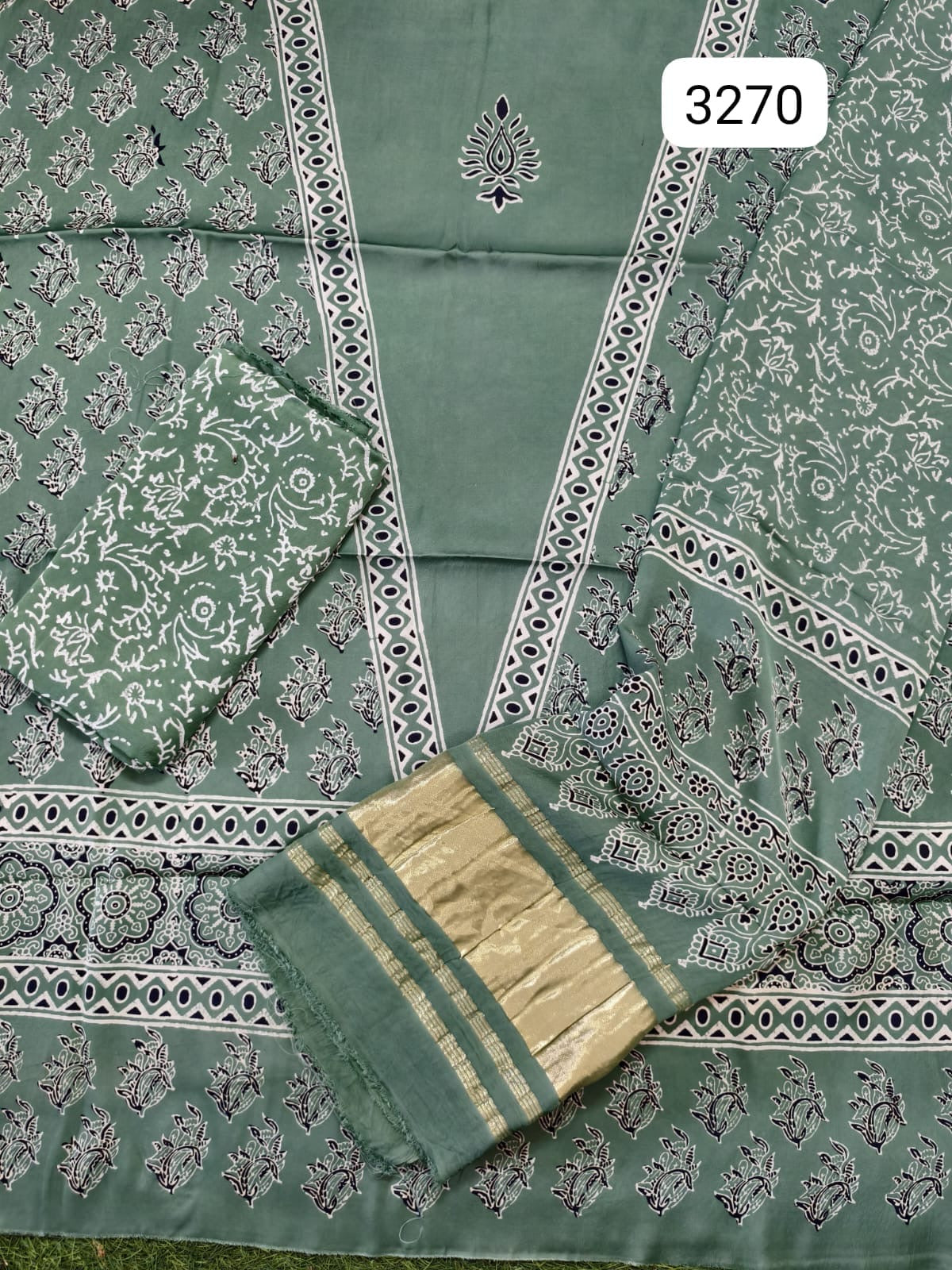 Ajrakh hand block Discharge Print modal silk