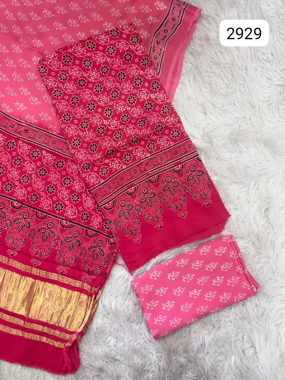 Ajrakh hand block Discharge Print modal silk