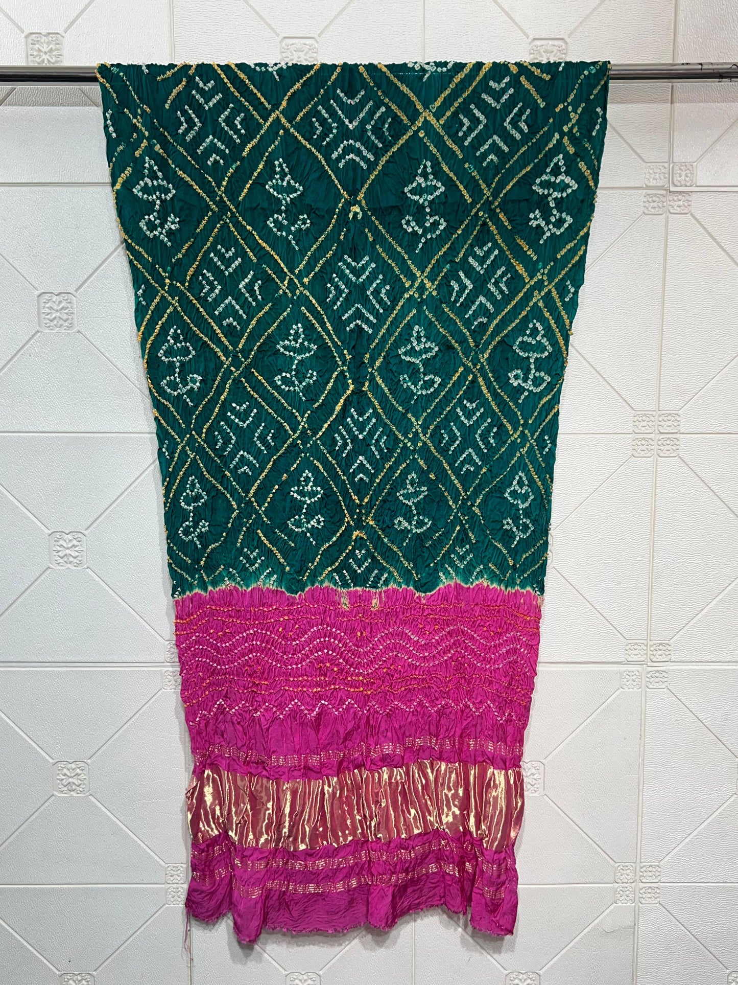 Modal Silk Barbhat Bandhej Barik bandhani With Zari Pallu Dupatta