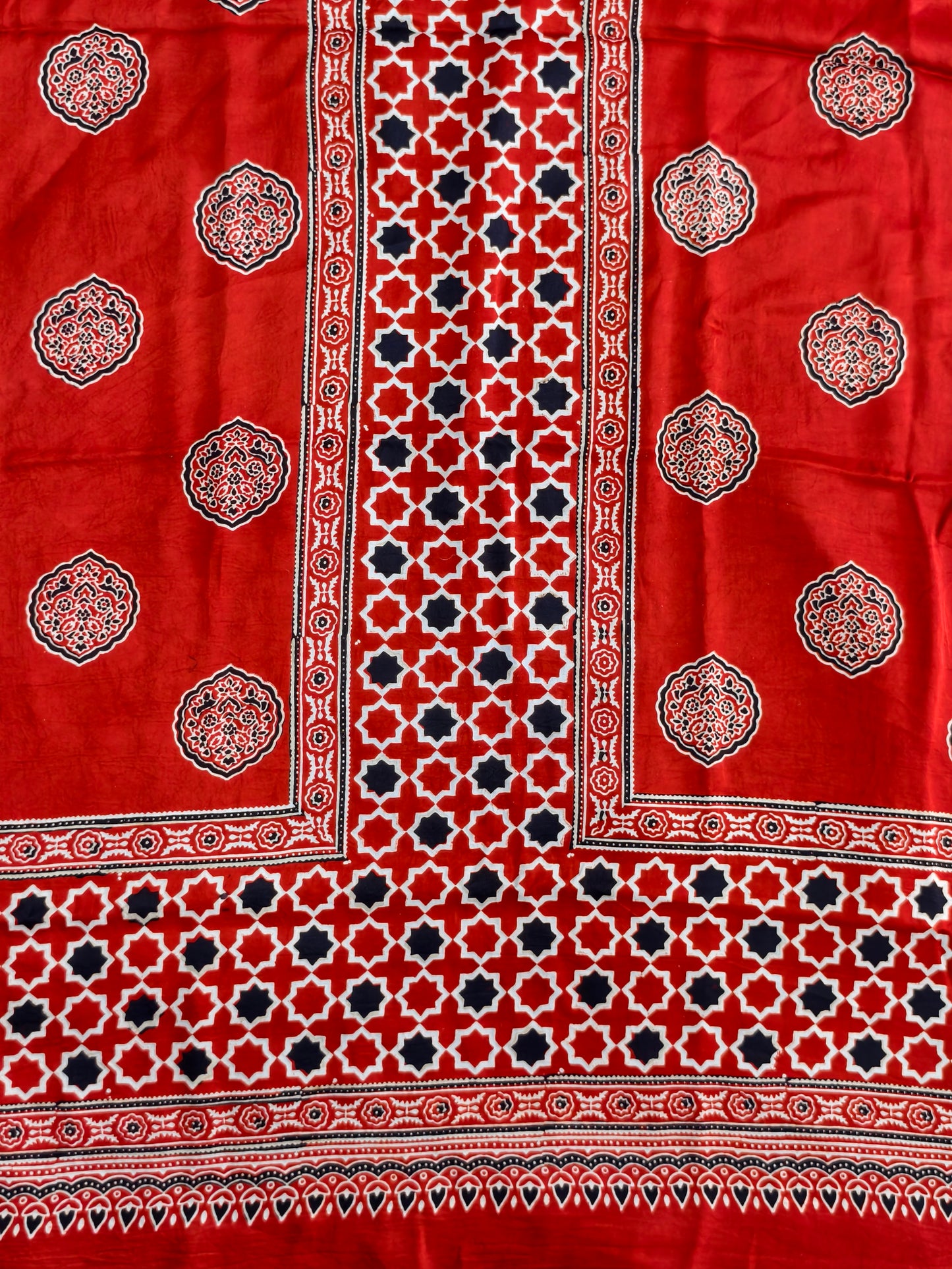 Modal Silk Rast Ajrakh Hand Block Print Suit with Neptol Dye & Zari Pallu Dupatta – Premium Designer Ethnic Wear