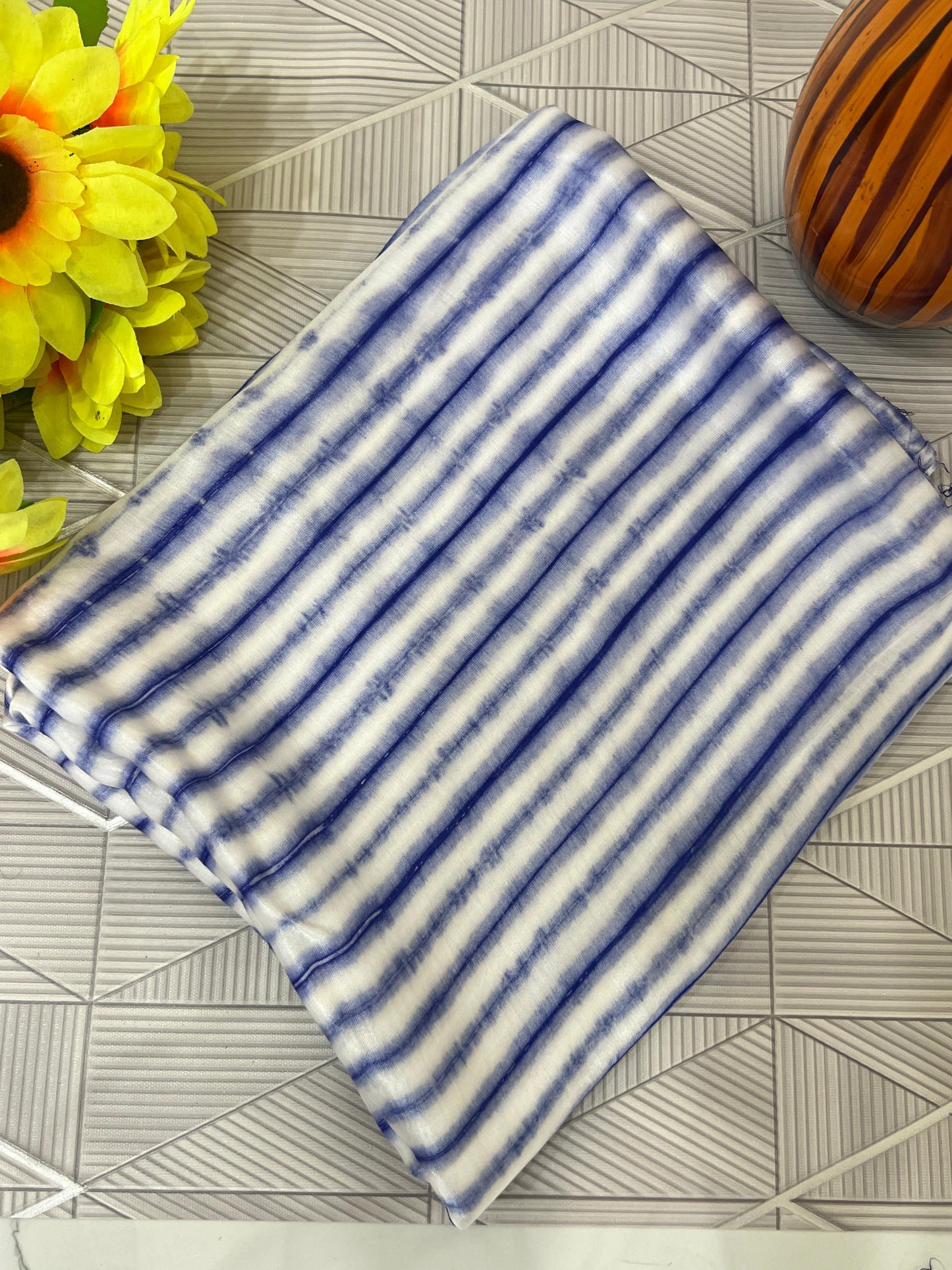 Blue & White Modal Silk Tie & Dye Bandhani Dupatta 3 Piece Suits