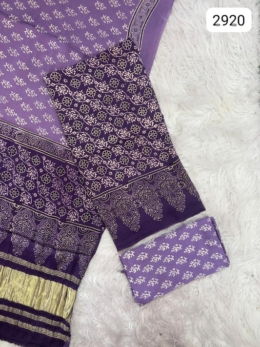 Ajrakh hand block Discharge Print modal silk