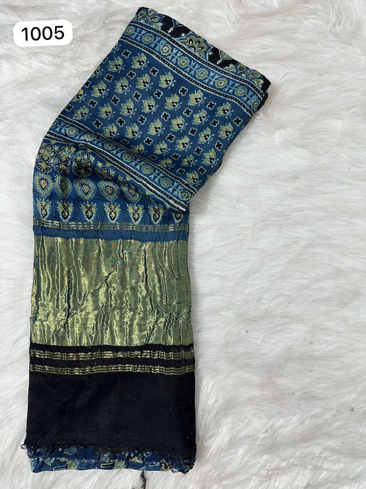 Ajrakh Nachral saree modal silk