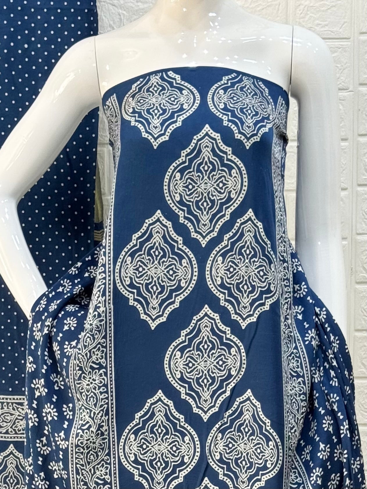 Modal Silk Ajrakh Hand Block Print 3 Piece Suit – Zari Pallu Dupatta