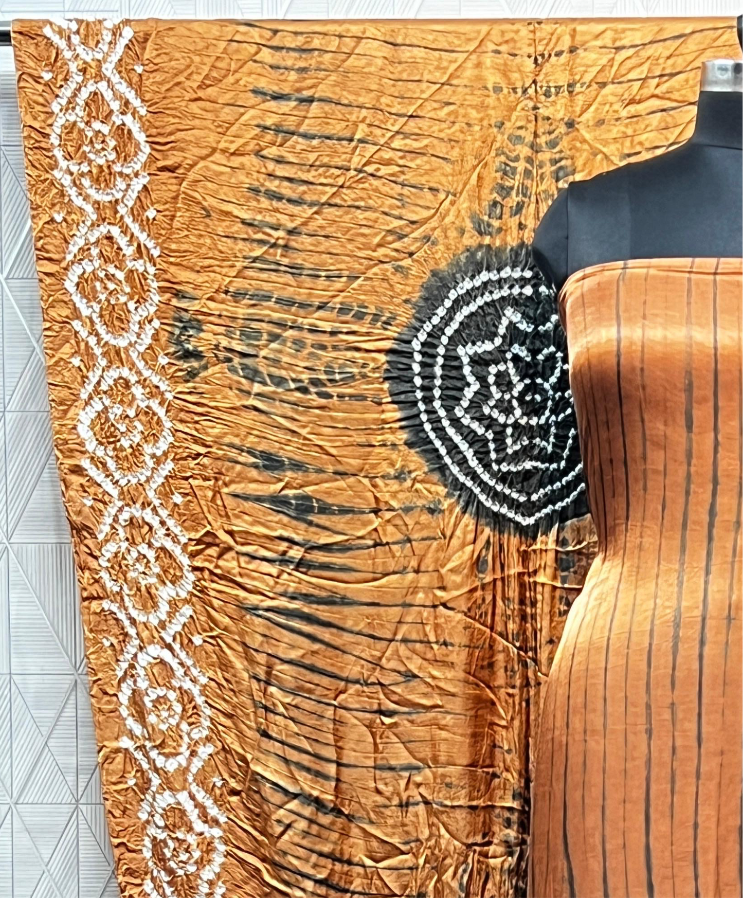 Rust & black Modal Silk Tie & Dye Bandhani Dupatta 3 Piece Suits