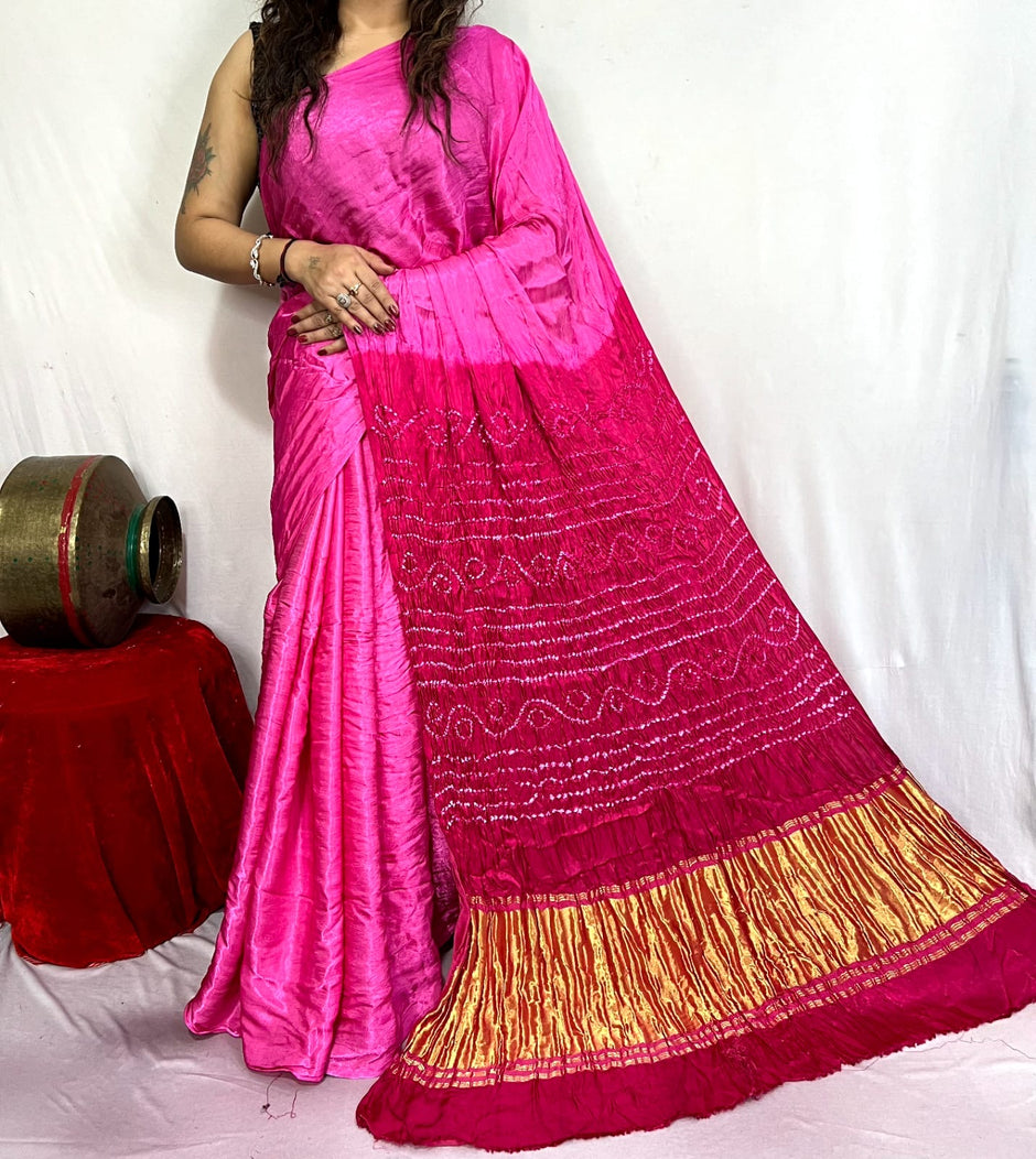 modal silk bandhani saree