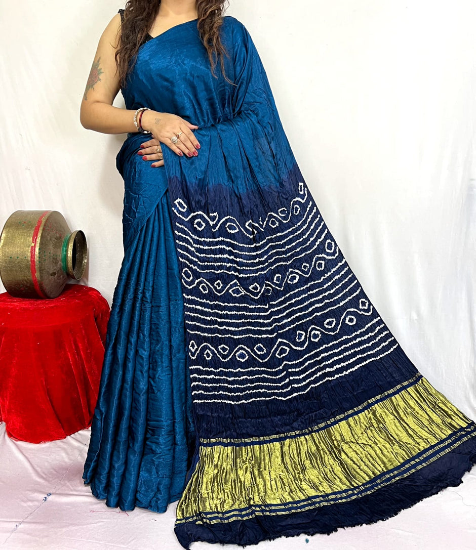 modal silk bandhani saree