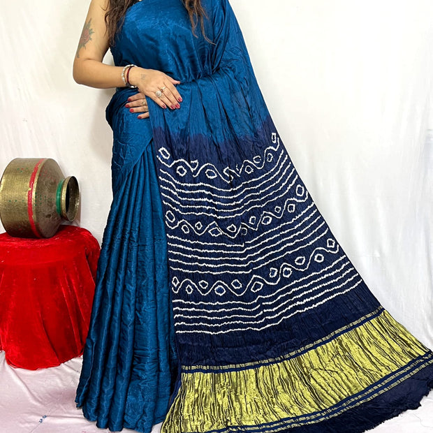 modal silk bandhani saree