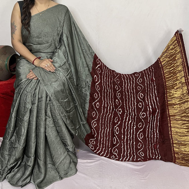 modal silk bandhani saree