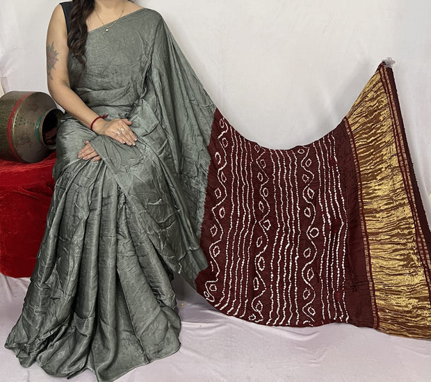 modal silk bandhani saree