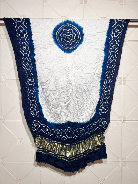 Modal Silk Bandhani And Malti Color Zari Pallu Dupatta