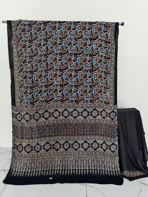 Ajrakh Nachral saree modal silk
