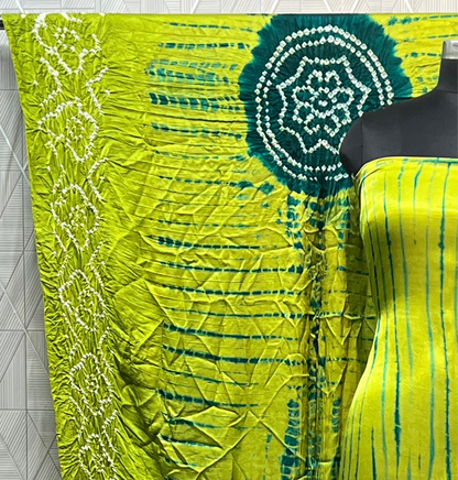 Popti & green Modal Silk Tie & Dye Bandhani Dupatta 3 Piece Suits