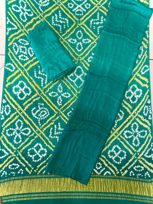 Modal silk seded color bandhani 3 piece suit