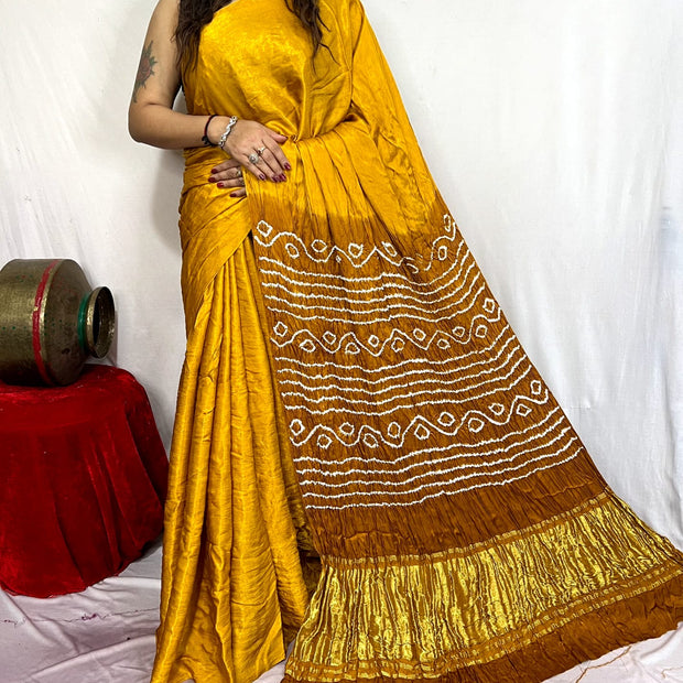modal silk bandhani saree