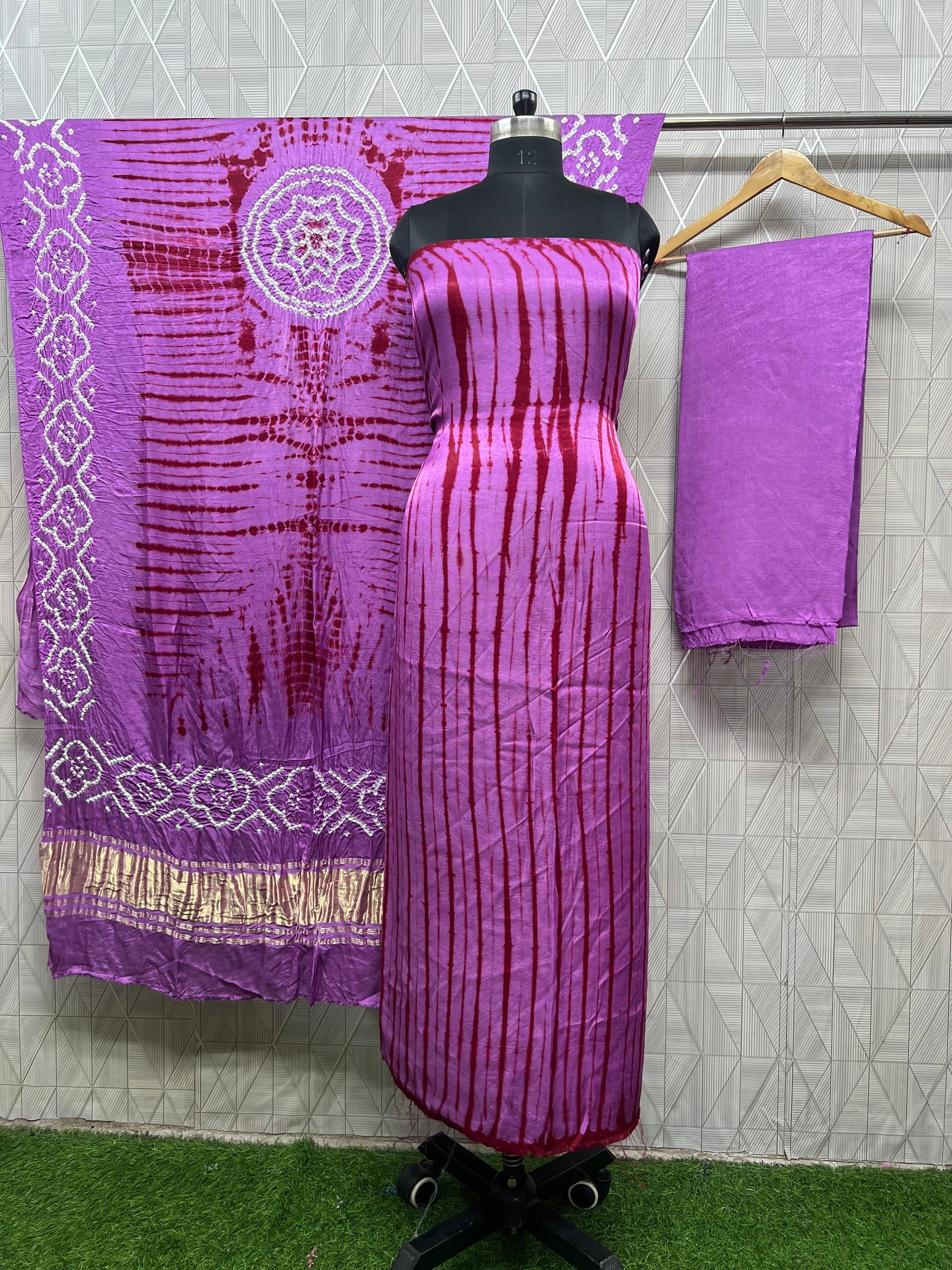 Modal Silk Tiy & Dye Bandhani dupatta 3 Pice suits