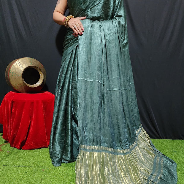 modal silk plan dye saree with zari pallu