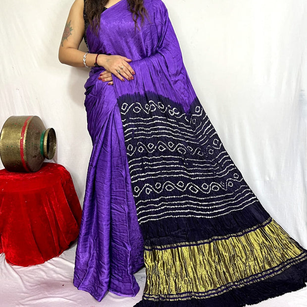 modal silk bandhani saree
