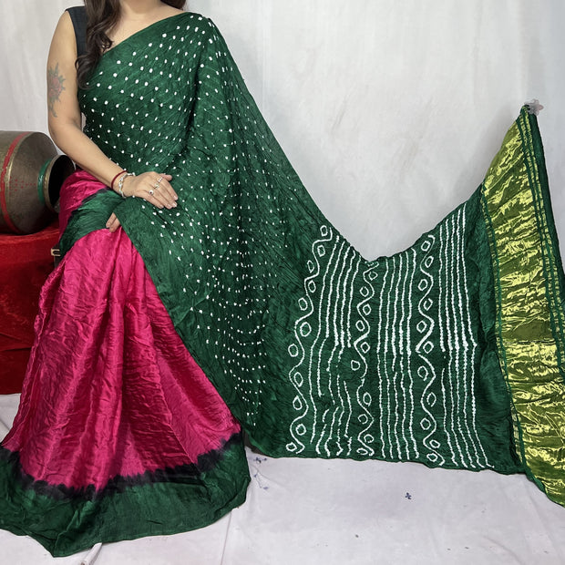 modal silk bandhani saree