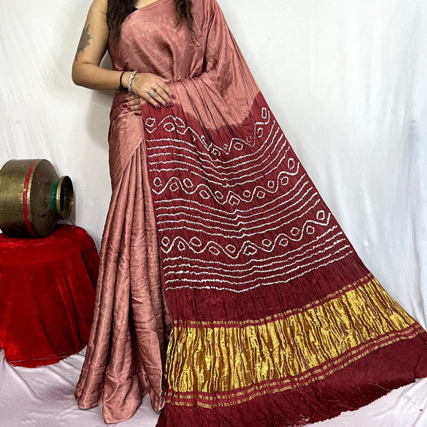 modal silk bandhani saree