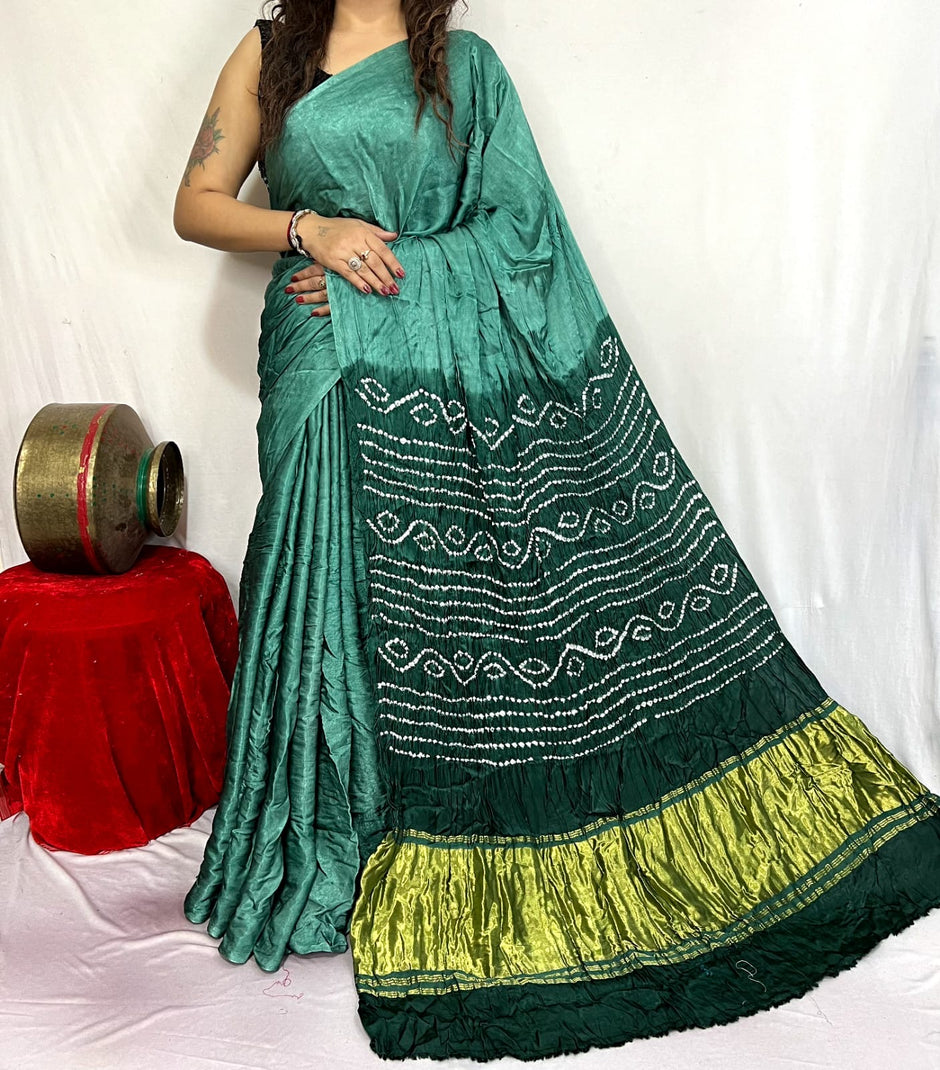 modal silk bandhani saree