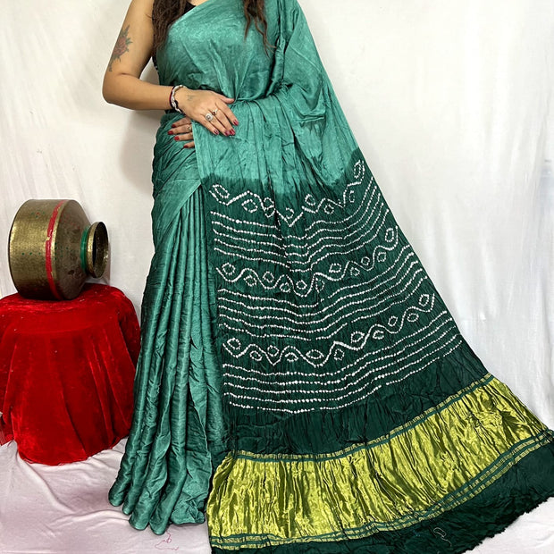 modal silk bandhani saree