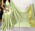 modal silk plan dye saree with zari pallu