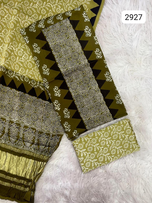 Ajrakh hand block Discharge Print modal silk