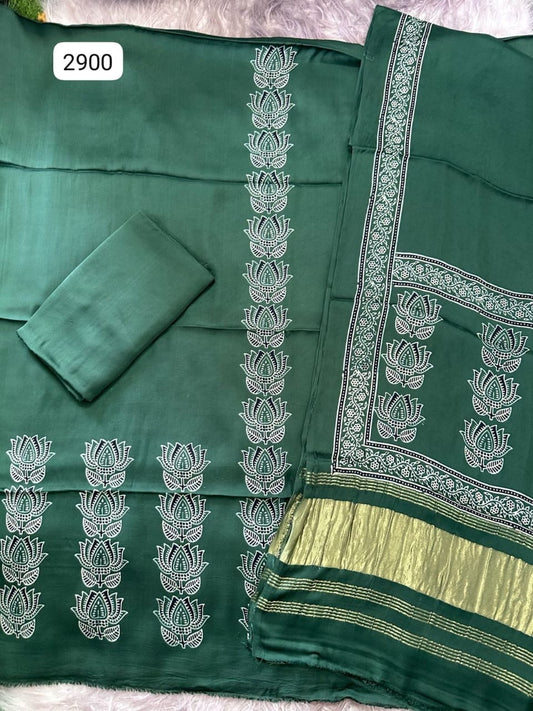 Ajrakh hand block Discharge Print modal silk