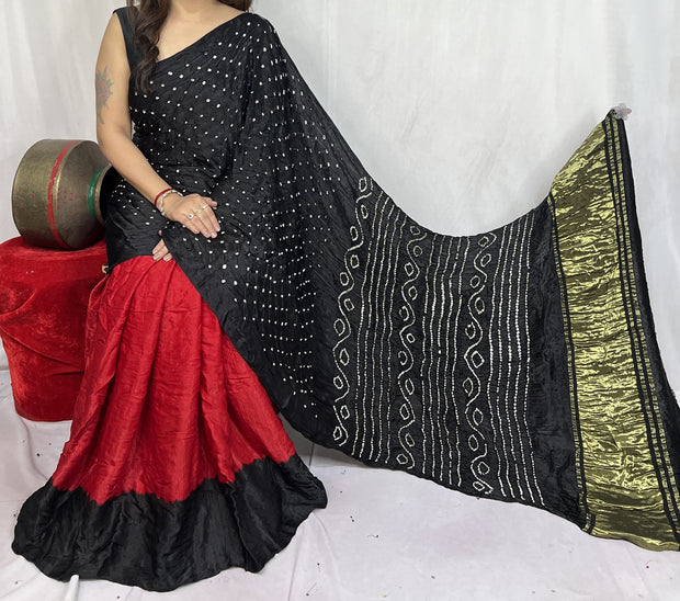 modal silk bandhani saree