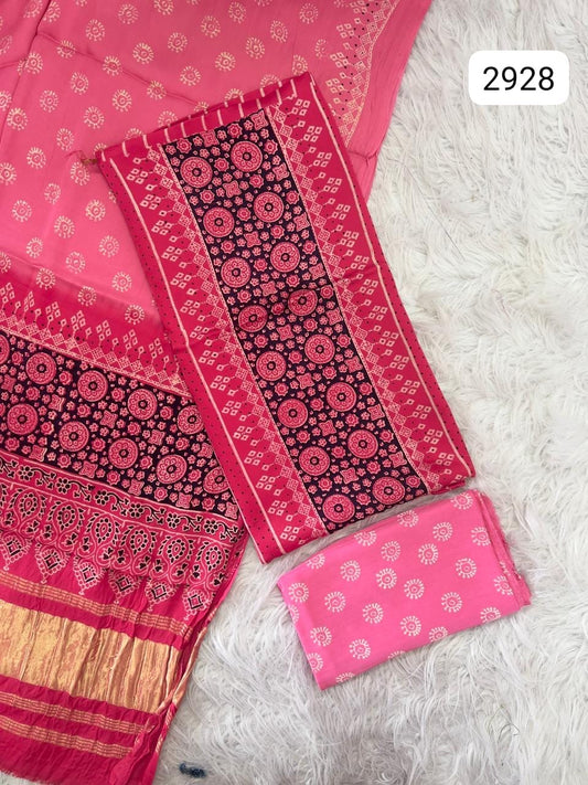 Ajrakh hand block Discharge Print modal silk