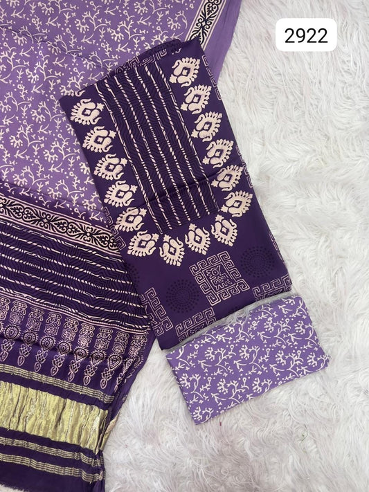 Ajrakh hand block Discharge Print modal silk