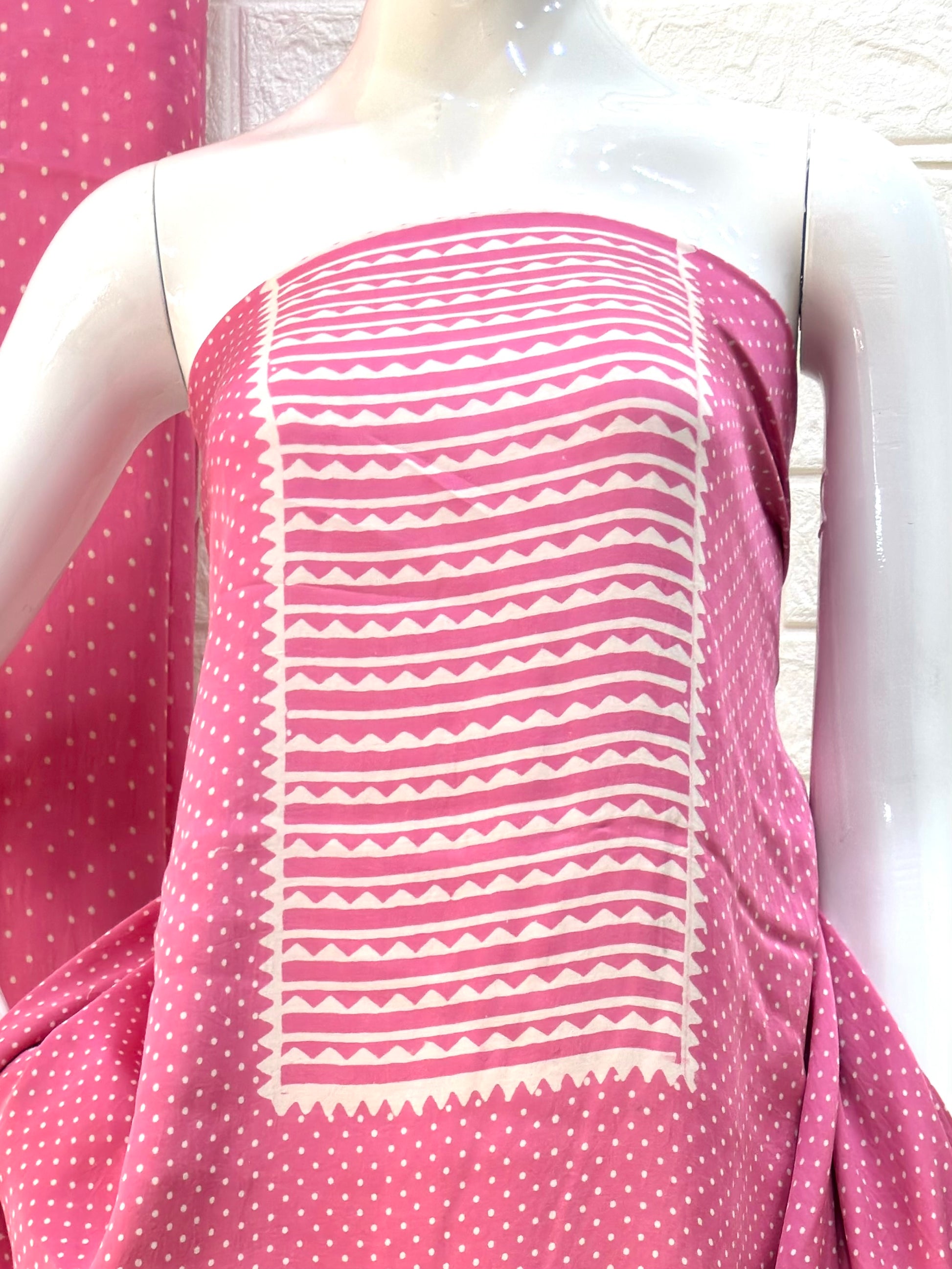 Modal Silk Ajrakh Hand Block Print 3 Piecea Suit – Zari Pallu Dupatta