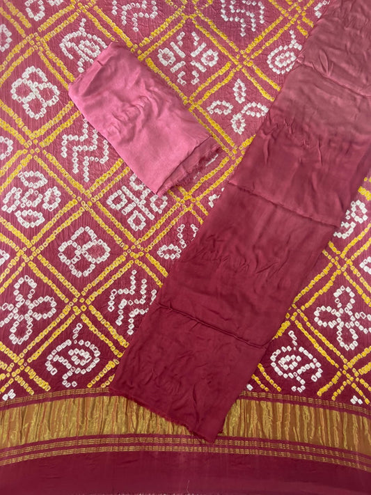 Modal silk seded color bandhani 3 piece suit