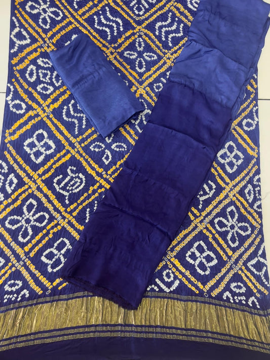 Modal silk seded color bandhani 3 piece suit