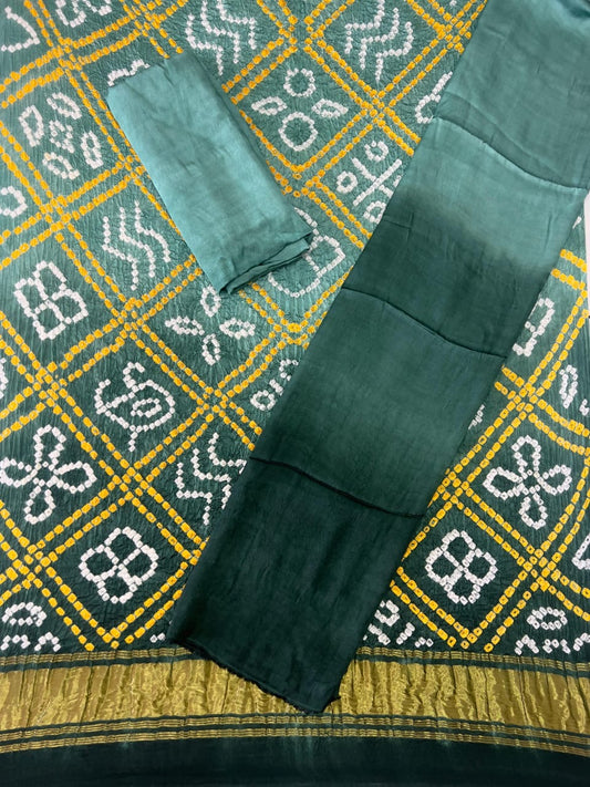 Modal silk seded color bandhani 3 piece suit