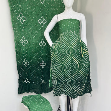 Maslin suit Bandhani 3-Piece Suit without Zari Pallu Dupatta | Dot Bandhani Bottom