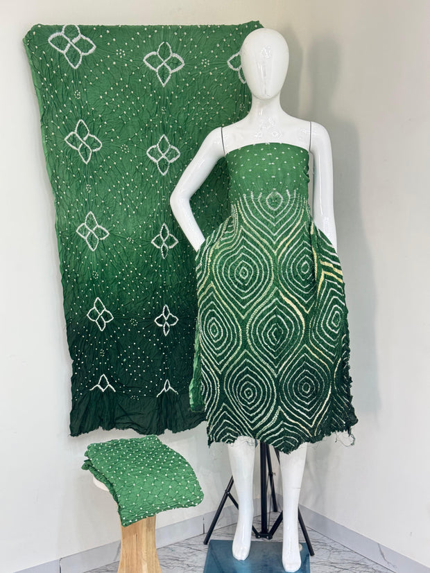 Maslin suit Bandhani 3-Piece Suit without Zari Pallu Dupatta | Dot Bandhani Bottom