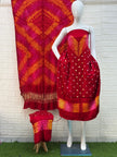 Modal Silk Shibori & bandhani suit Set multi color with neck and daman patta