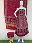 Pure Modal Silk Ajrakh Hand Block Print Neptol Dye 3 Pice Suit