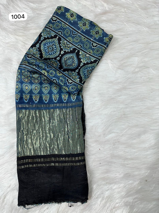 Ajrakh Nachral saree modal silk