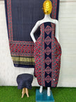 Buy Ajrakh Hand Block Print Modal Silk 3 Piece Suit Online | Ajrakh Design with Zari Dupatta