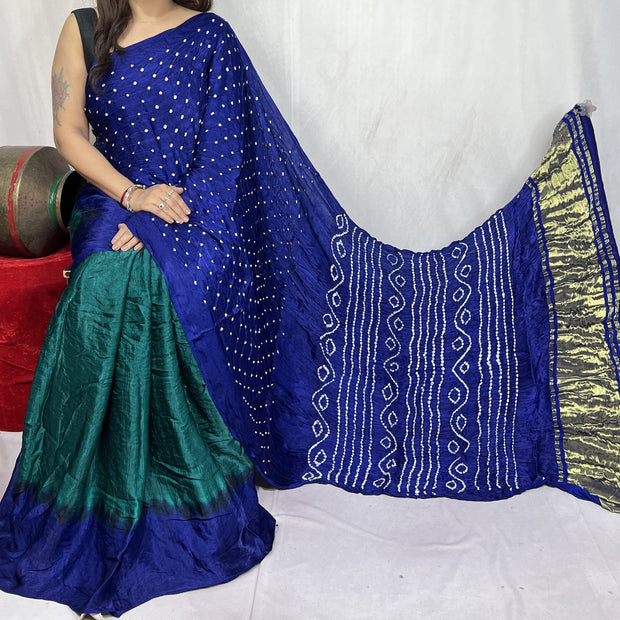 modal silk bandhani saree