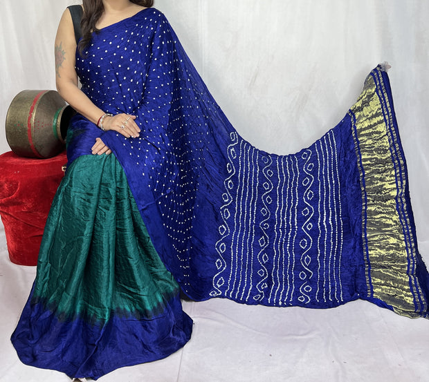 modal silk bandhani saree