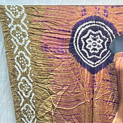 Brown g & purple Modal Silk Tie & Dye Bandhani Dupatta 3 Piece Suits